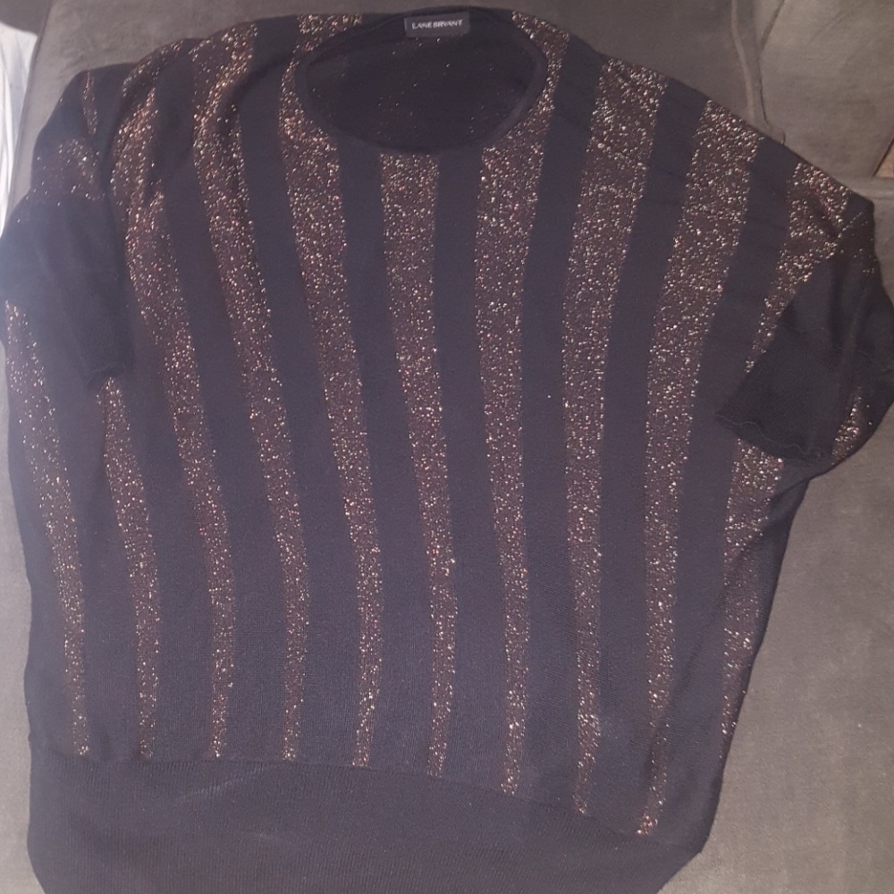 Black sweater with gold glitter stripes